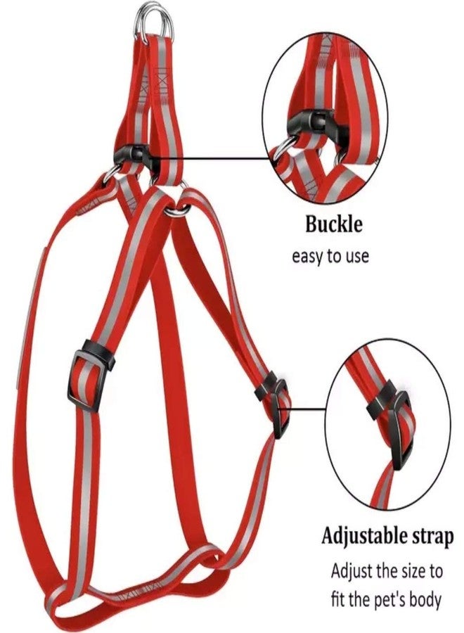Pups&Pets Adjustable Soft Nylon Strip Radium Dog Harness & Leash Set for Puppies and Small Breed Dog Reflected Harness & Leash Set 15mm ((Red Color) - Image 3